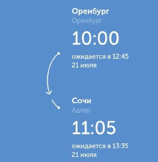 Рейс Оренбург–Сочи отложен: новое время вылета — 12.45