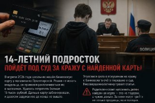 14-летний подросток предстанет перед судом за кражу с банковской карты